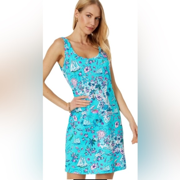 Lilly Pulitzer NWT Newberri Tank Dress Size XL Amalfi Blue - Picture 1 of 6
